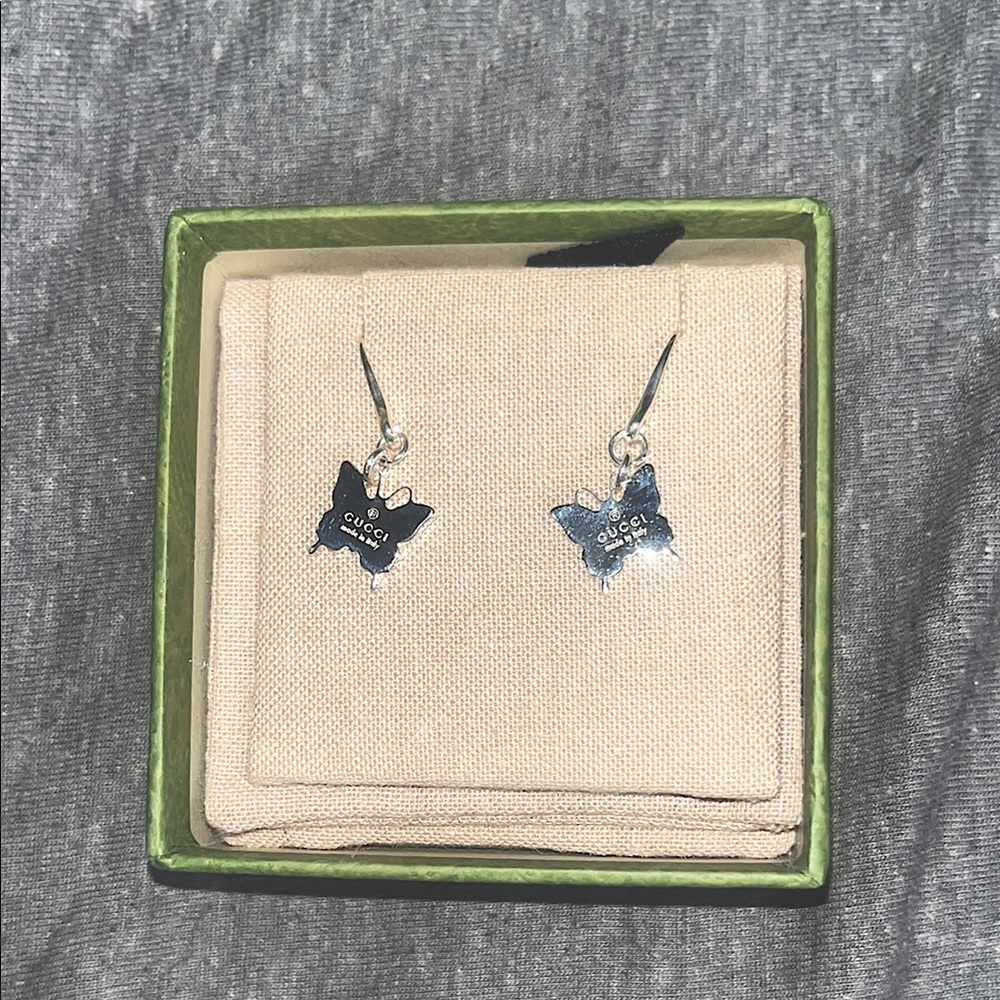 Gucci Silver Butterfly Earrings